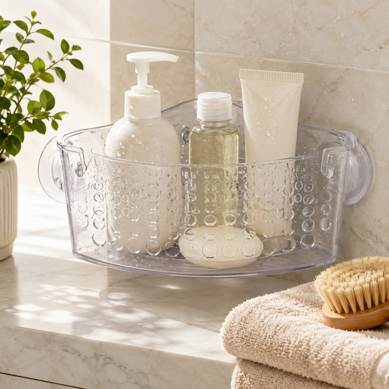 Clear Suction Corner Shower Caddy