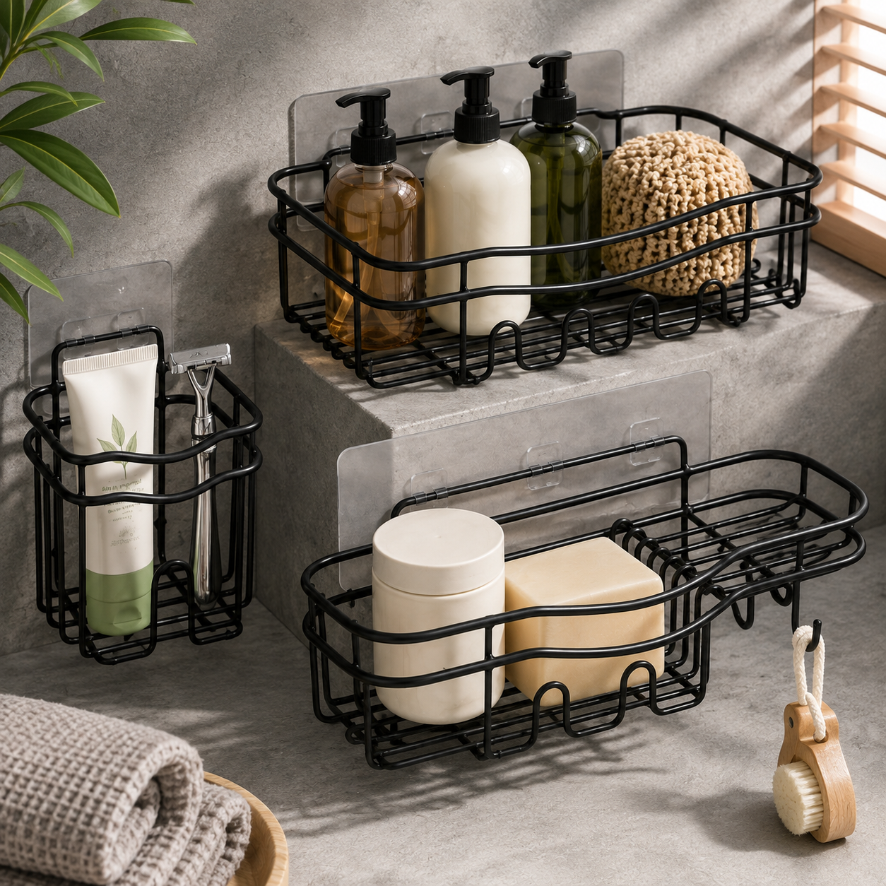 3-Piece Adhesive Shower Caddy Set