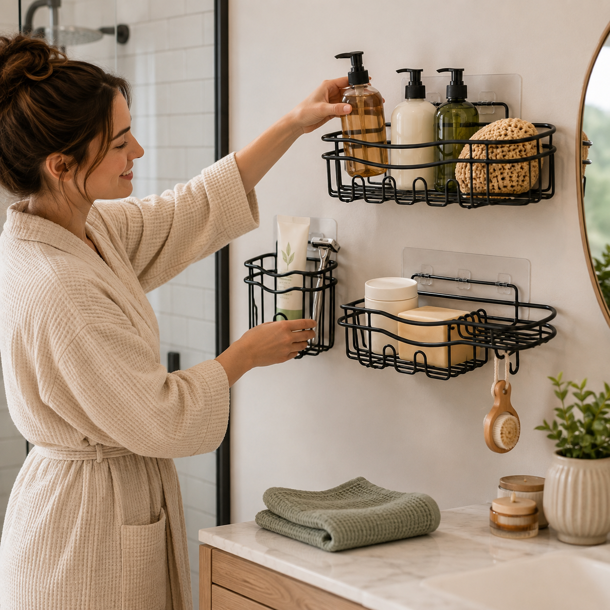 3-Piece Adhesive Shower Caddy Set