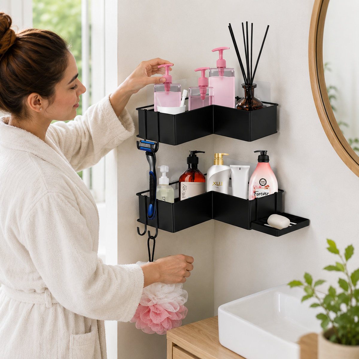 2-Pack Adhesive Corner Shower Caddy