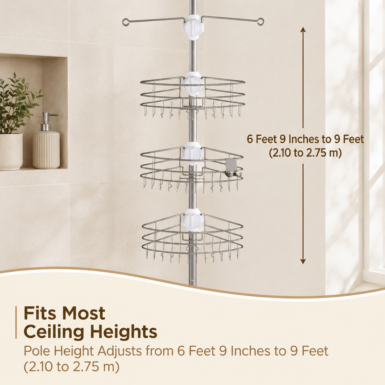 Adjustable Corner Pole Shower Caddy