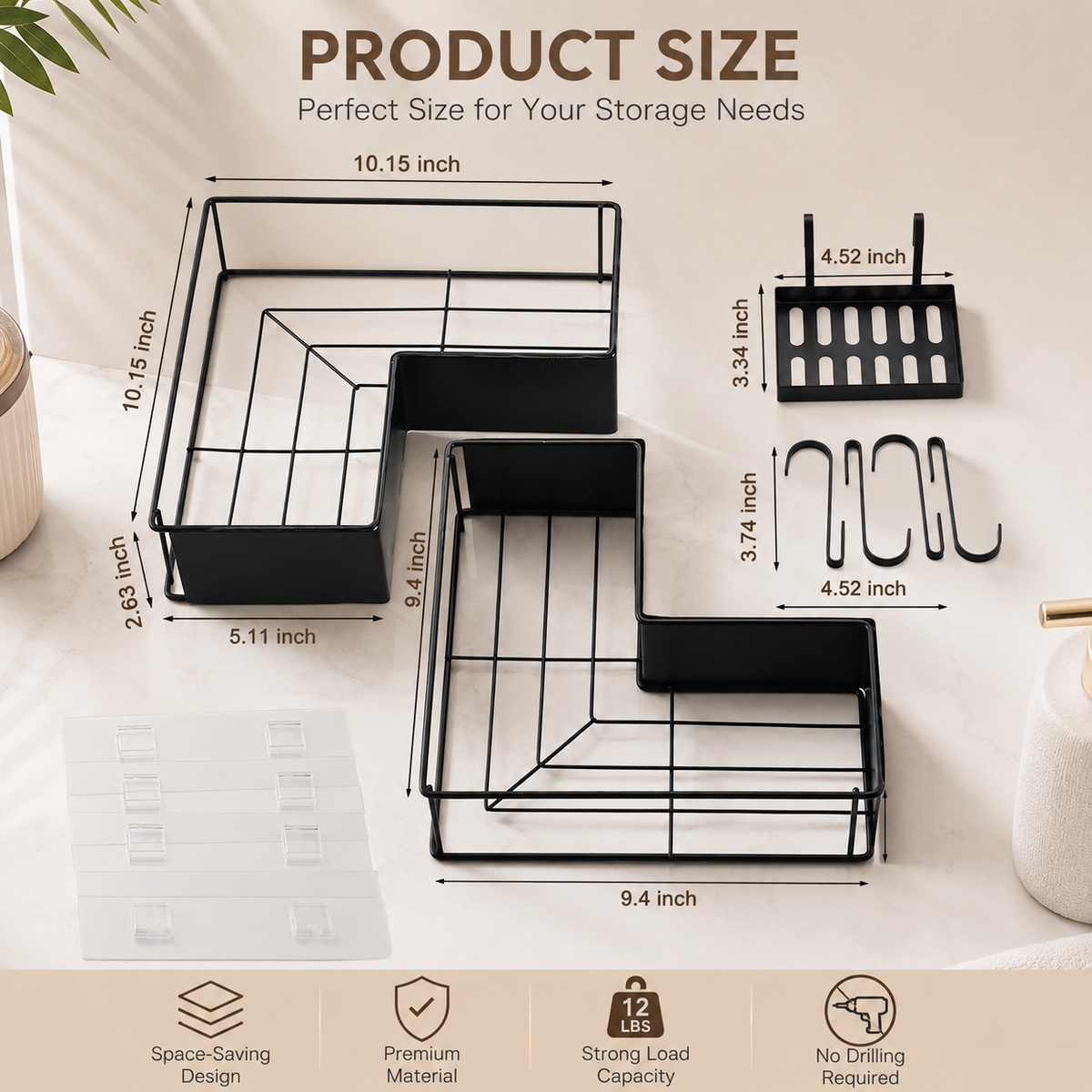 2-Pack Adhesive Corner Shower Caddy